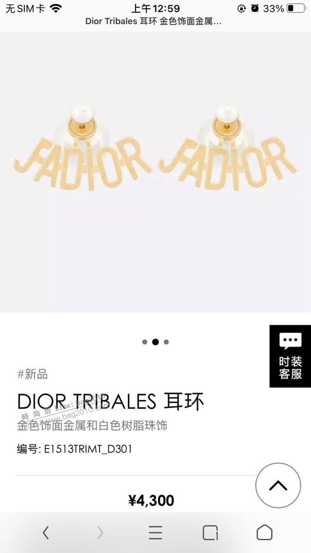 Dior飾品 2021新款DIOR迪奧字母耳釘耳環  zgd1400